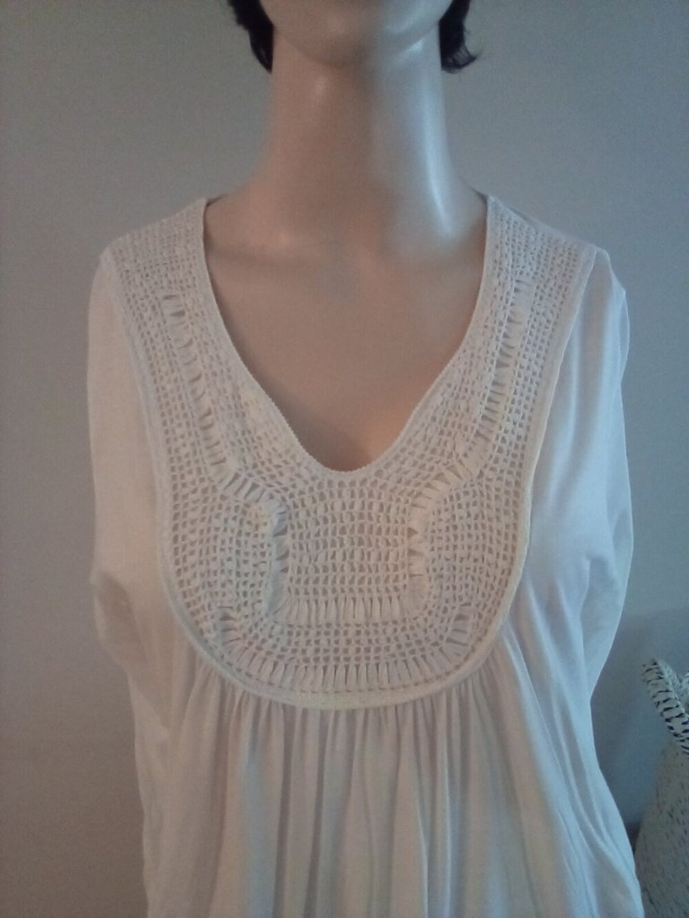 Peruvian Connection White Pima Cotton Lounge  Cottage Core  Nightgown Small